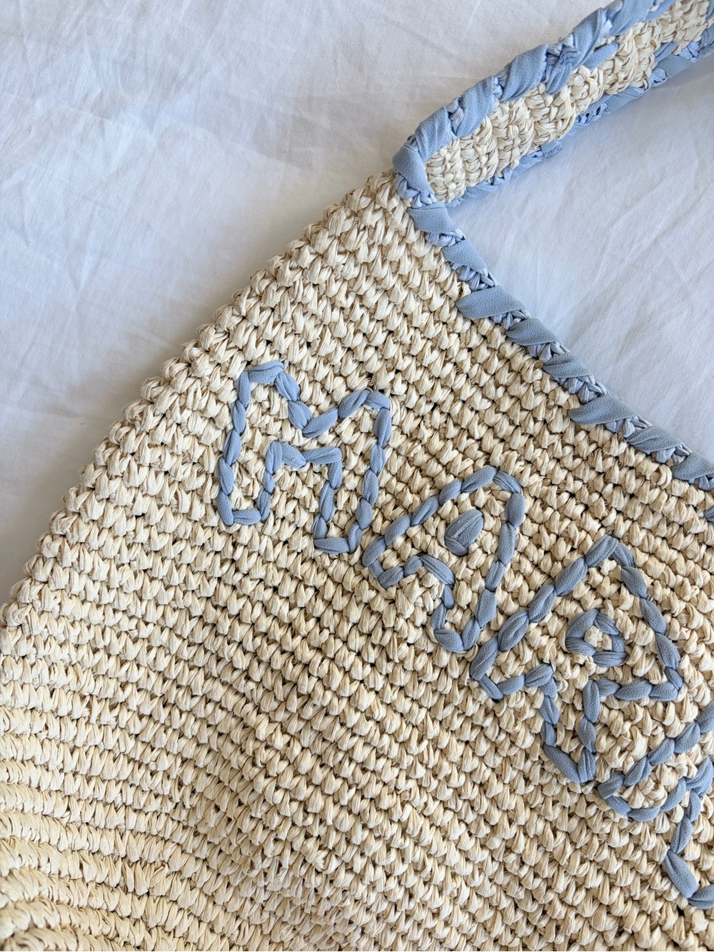 Marni // Raffia and Blue Nassa Small Hobo Bag - Picture 6 of 11
